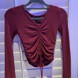 burgundy scrunch long sleeve top